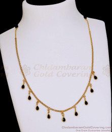 Minimalist Gold Plated Black Drop Necklace NCKN4547