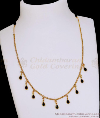 Minimalist Gold Plated Black Drop Necklace NCKN4547