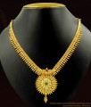 MullaiPoo Design Handmade Green Stone Gold Necklace NCKN455