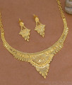 South Indian Forming Gold Necklace Set With Earrings NCKN4551