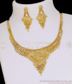 South Indian Forming Gold Necklace Set With Earrings NCKN4551