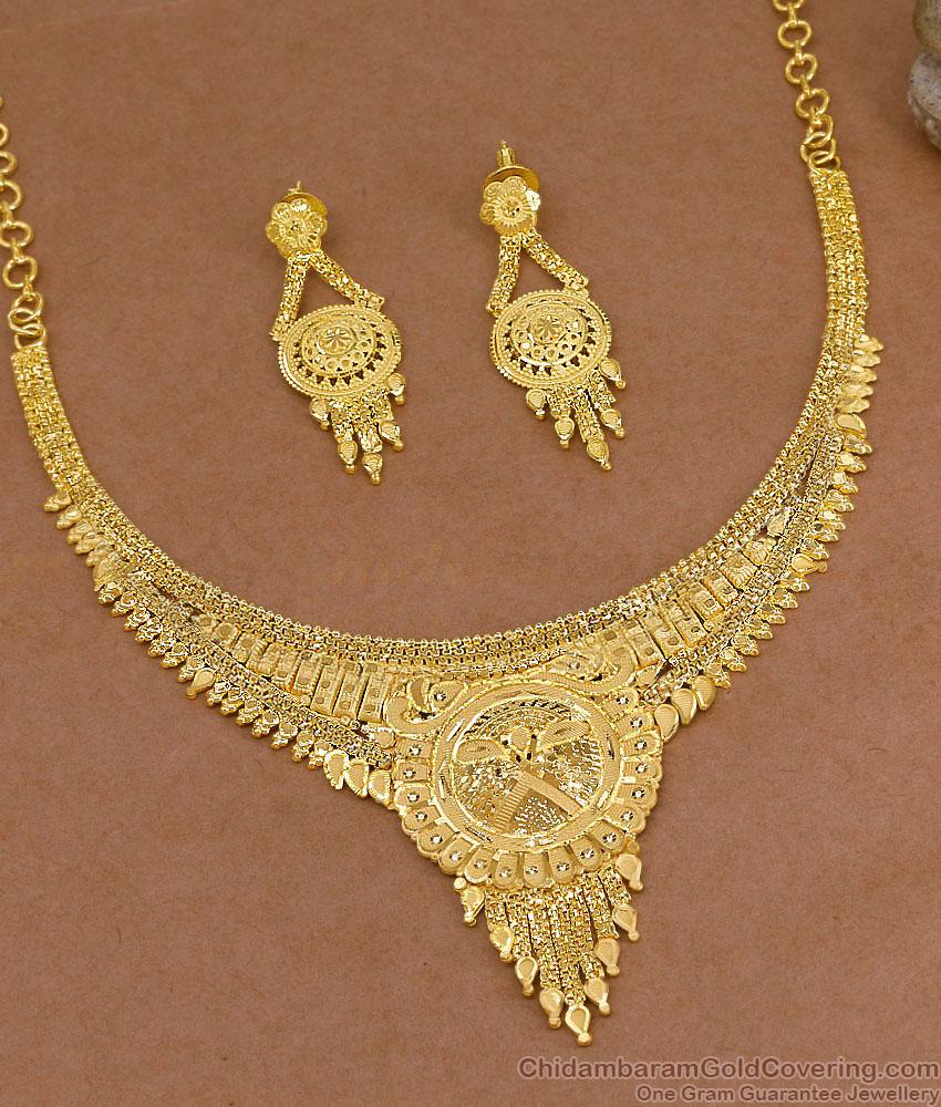 Festive Wear 22K Micro Gold Plated Forming Necklace Set NCKN4552