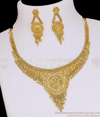 Festive Wear 22K Micro Gold Plated Forming Necklace Set NCKN4552