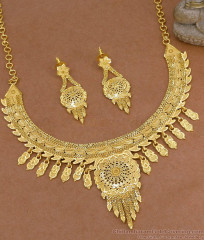 Premium Gold Plated Jhalar Forming Necklace Earring Combo Set NCKN4554 Premium Gold Plated Jhalar Forming Necklace Earring Combo Set NCKN4554