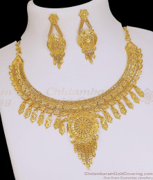 Premium Gold Plated Jhalar Forming Necklace Earring Combo Set NCKN4554 Premium Gold Plated Jhalar Forming Necklace Earring Combo Set NCKN4554
