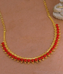 New Arrival Red Coral Stone Gold Necklace Design NCKN4556 New Arrival Red Coral Stone Gold Necklace Design NCKN4556