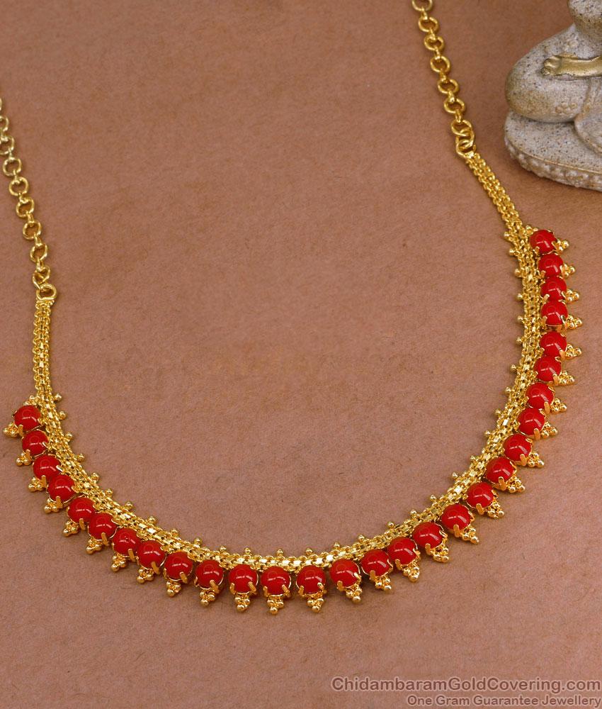 New Arrival Red Coral Stone Gold Necklace Design NCKN4556 New Arrival Red Coral Stone Gold Necklace Design NCKN4556