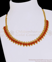 New Arrival Red Coral Stone Gold Necklace Design NCKN4556 New Arrival Red Coral Stone Gold Necklace Design NCKN4556