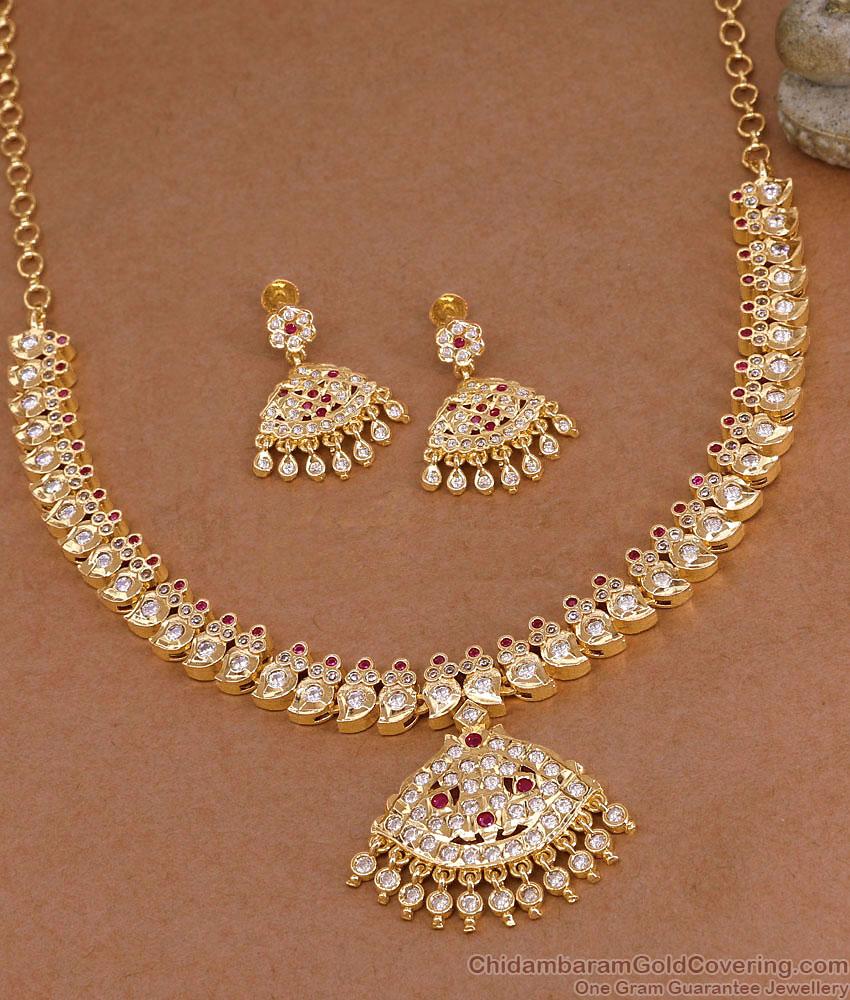 High Quality Impon Stone Necklace Set Mango Design NCKN4557