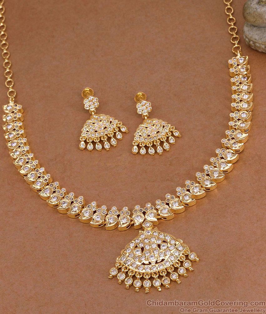 Full White Stone Mango Necklace Impon Wedding Collections NCKN4558