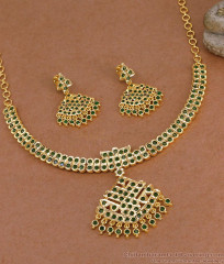 Traditional Emerald Stone Impon Necklace Five Metal Jewelry Set NCKN4559