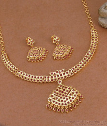 Premium Quality Impon 5 Metal Ruby Gemstone Necklace Combo Set NCKN4560