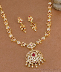 Grand Five Metal Impon Stone Necklace Set For Bridal Wear NCKN4563 Grand Five Metal Impon Stone Necklace Set For Bridal Wear NCKN4563