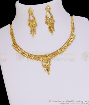 Light Weight Gold Imitation Short Necklace Earring Combo Online NCKN4566