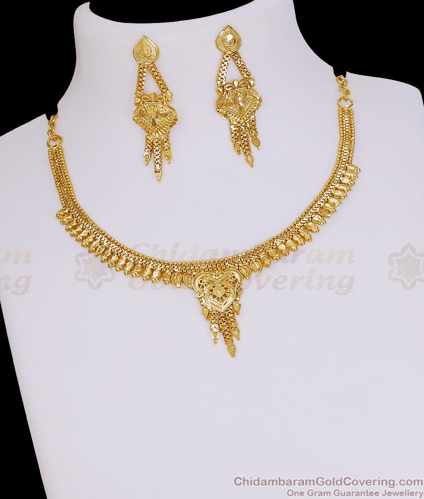 Light Weight Gold Imitation Short Necklace Earring Combo Online NCKN4566