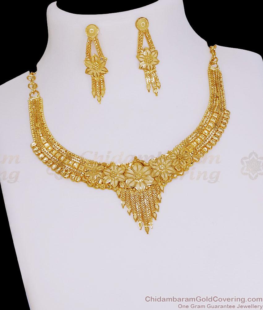 New Arrival Gold Plated Floral Necklace Drop Earrings Wedding Jewelry Set NCKN4570 New Arrival Gold Plated Floral Necklace Drop Earrings Wedding Jewelry Set NCKN4570