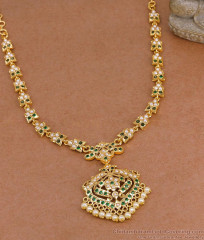 New Arrival Original Impon Gold Finish Necklace Emerald Pearl Design NCKN4574