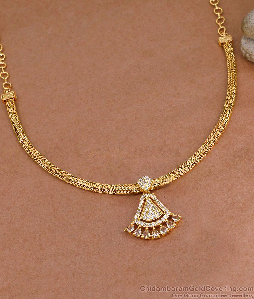 Beautiful Cz Stone Gold Mesh Chain Short Necklace NCKN4577 Beautiful Cz Stone Gold Mesh Chain Short Necklace NCKN4577