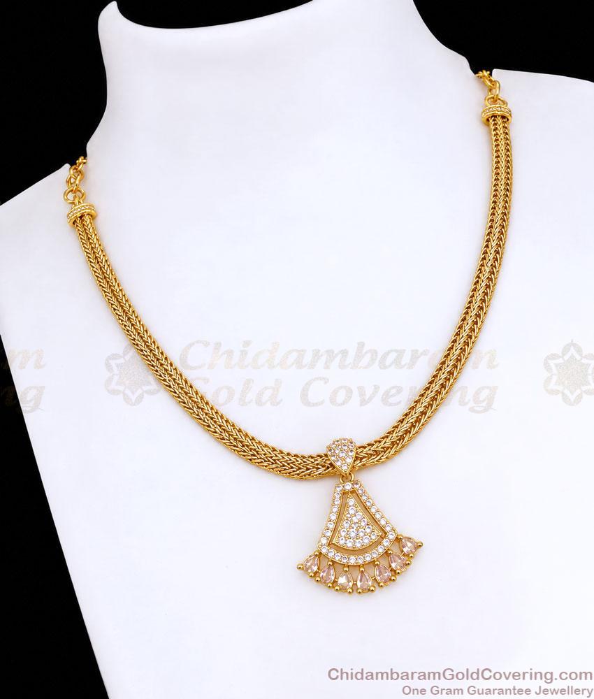 Beautiful Cz Stone Gold Mesh Chain Short Necklace NCKN4577 Beautiful Cz Stone Gold Mesh Chain Short Necklace NCKN4577
