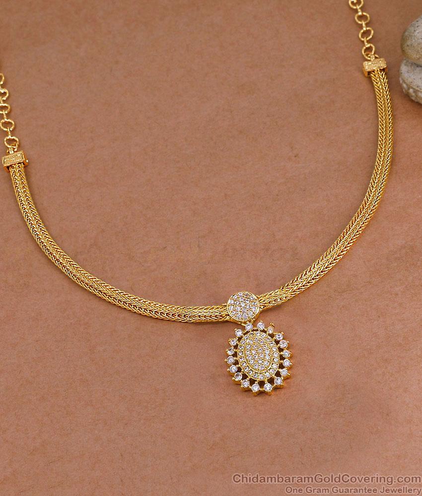 1 Gram Gold Micro Plated American Diamond Necklace NCKN4578 1 Gram Gold Micro Plated American Diamond Necklace NCKN4578