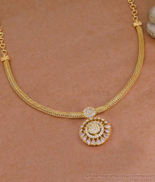 Elegant AD Stone Floral Gold Plated Short Necklace NCKN4579