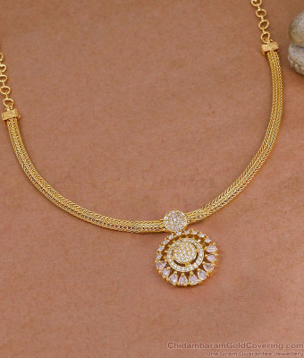Elegant AD Stone Floral Gold Plated Short Necklace NCKN4579