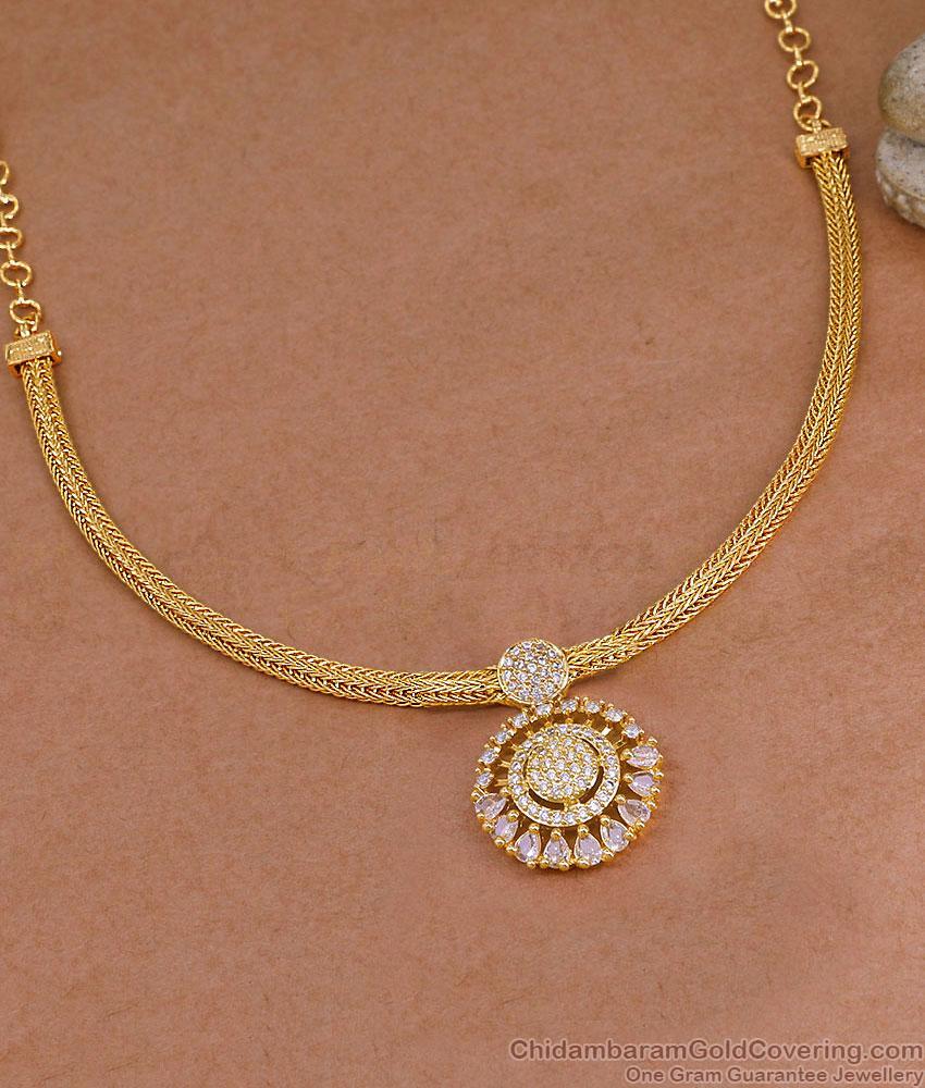 Elegant AD Stone Floral Gold Plated Short Necklace NCKN4579 Elegant AD Stone Floral Gold Plated Short Necklace NCKN4579