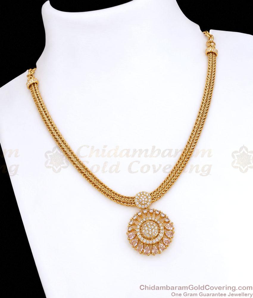 Elegant AD Stone Floral Gold Plated Short Necklace NCKN4579 Elegant AD Stone Floral Gold Plated Short Necklace NCKN4579