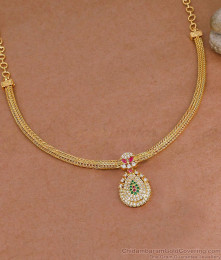 South Indian Traditional Mango Motif CZ Pendant Necklace NCKN4580