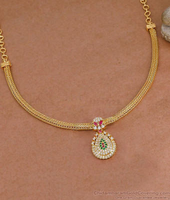 South Indian Traditional Mango Motif CZ Pendant Necklace NCKN4580