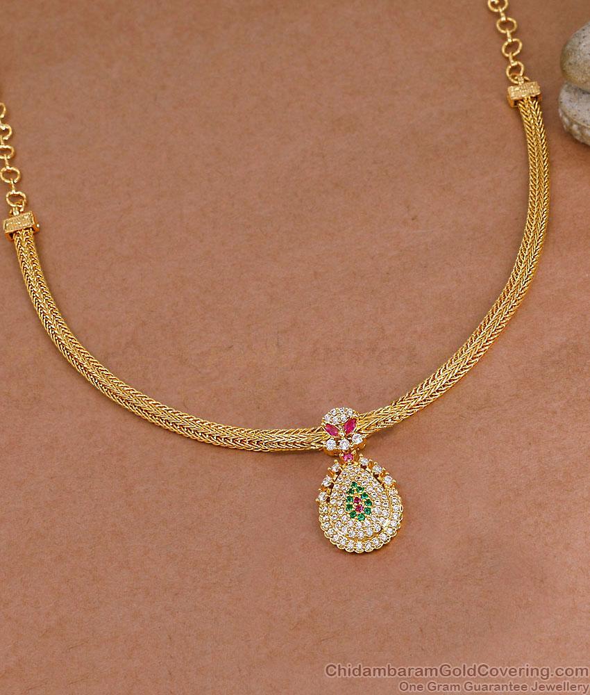 South Indian Traditional Mango Motif CZ Pendant Necklace NCKN4580 South Indian Traditional Mango Motif CZ Pendant Necklace NCKN4580