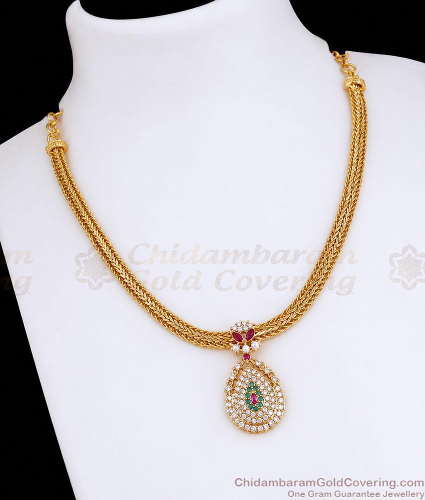 South Indian Traditional Mango Motif CZ Pendant Necklace NCKN4580 South Indian Traditional Mango Motif CZ Pendant Necklace NCKN4580