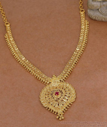 Premium Quality Gold Imitation Heart Design Ruby Stone Necklace NCKN4581