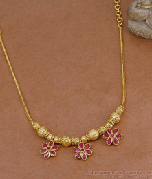 Trendy Ruby Kemp Stone Floral Pendant Necklace For Brides NCKN4583