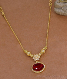 New Arrival Big Ruby Stone Diamond Necklace For Party Wear NCKN4584
