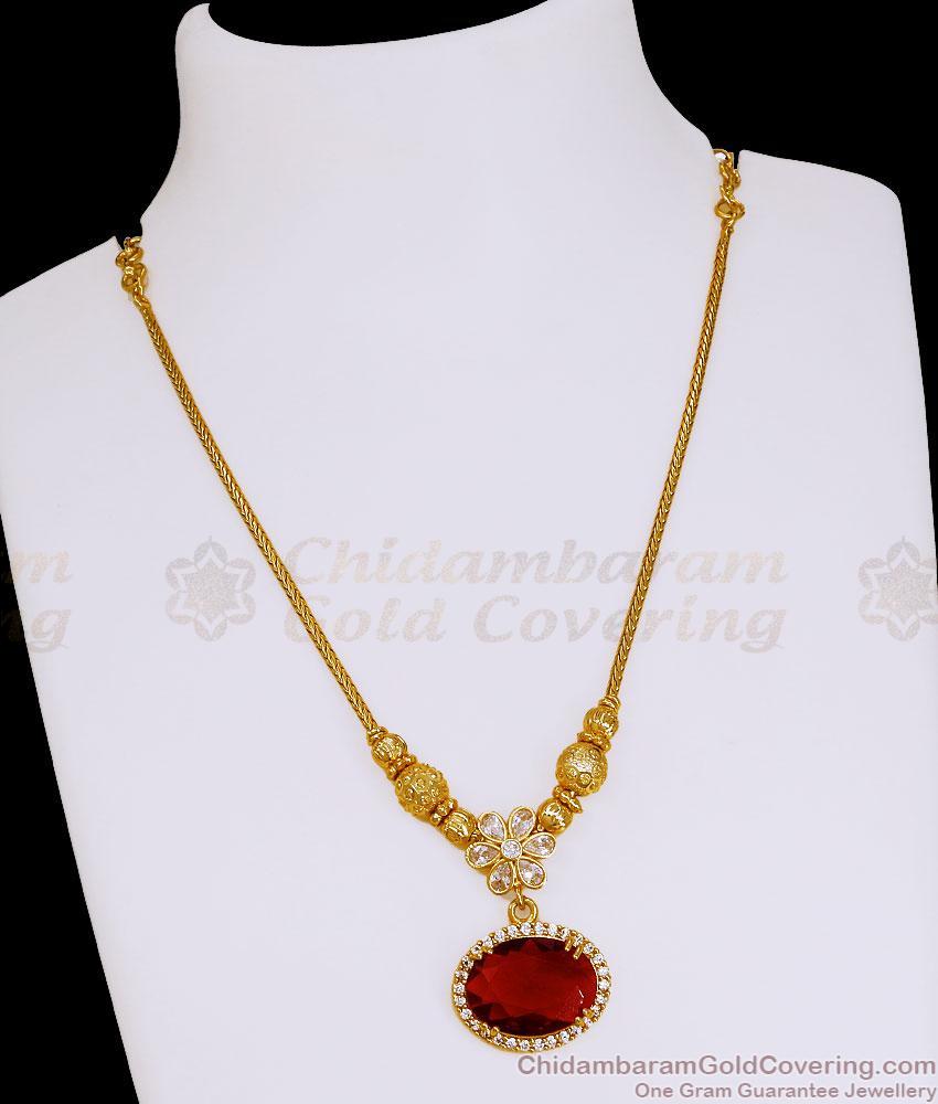 New Arrival Big Ruby Stone Diamond Necklace For Party Wear NCKN4584 New Arrival Big Ruby Stone Diamond Necklace For Party Wear NCKN4584