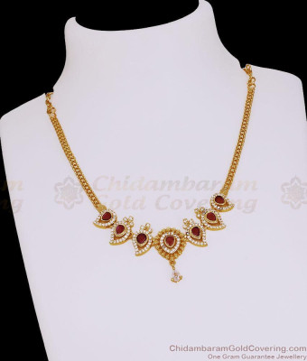 Latest Mango Design Ad Stone Gold Plated Necklace Online NCKN4585