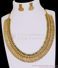 Traditional Festive Wear Lakshmi Coin Gold Necklace With Green Stone NCKN4586 Traditional Festive Wear Lakshmi Coin Gold Necklace With Green Stone NCKN4586