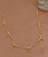 Light Weight Ad Stone Floral Charms Gold Necklace Online NCKN4598 Light Weight Ad Stone Floral Charms Gold Necklace Online NCKN4598