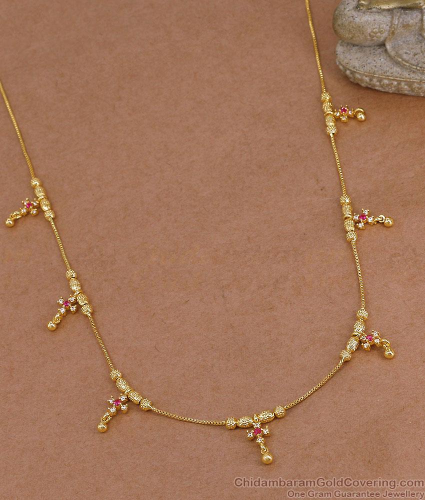 Light Weight Ad Stone Floral Charms Gold Necklace Online NCKN4598 Light Weight Ad Stone Floral Charms Gold Necklace Online NCKN4598