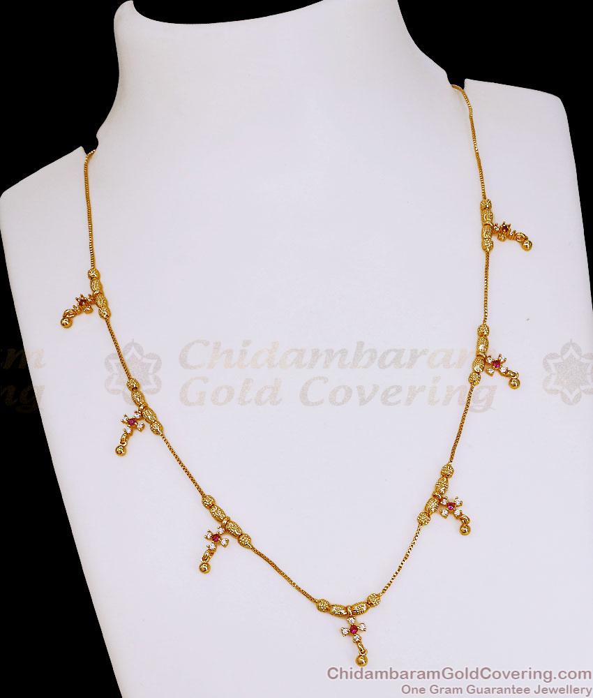Light Weight Ad Stone Floral Charms Gold Necklace Online NCKN4598 Light Weight Ad Stone Floral Charms Gold Necklace Online NCKN4598