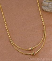Light Weight Ad Stone Floral Charms Gold Necklace Online NCKN4599