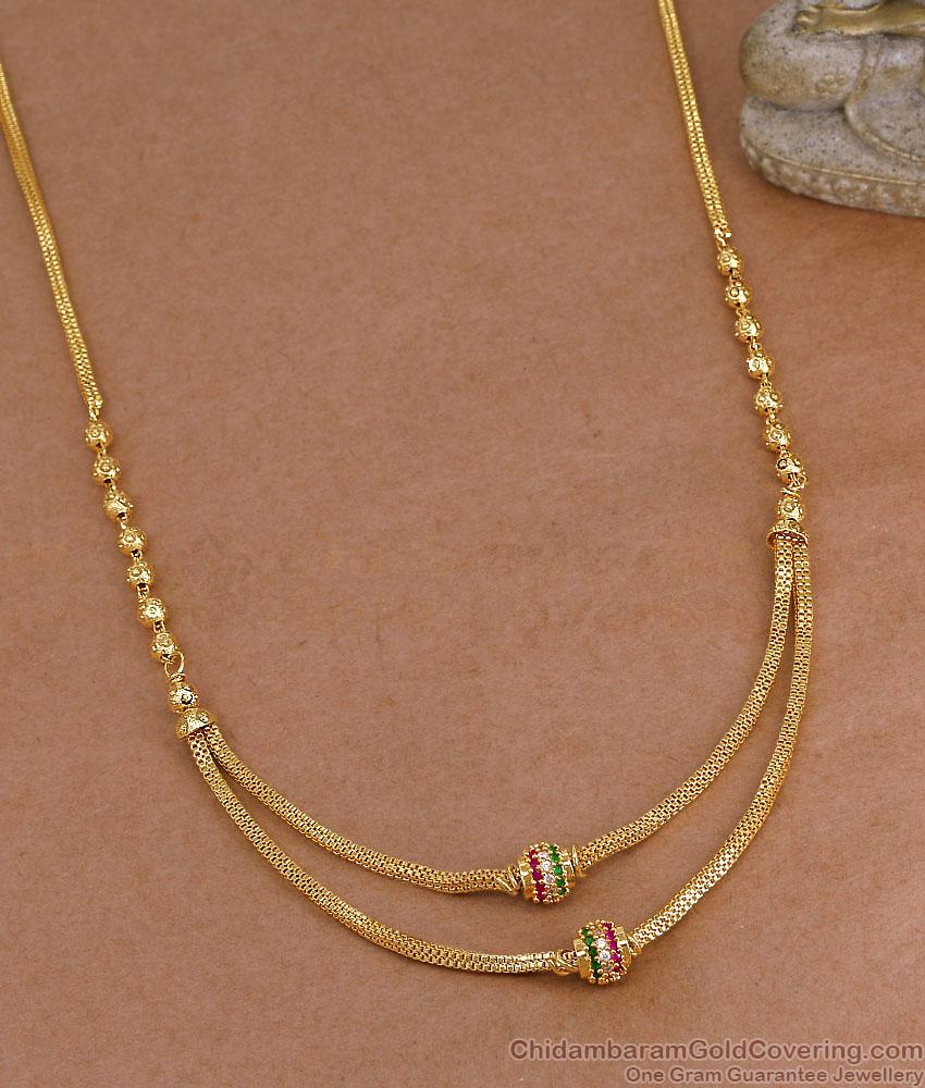 Light Weight Ad Stone Floral Charms Gold Necklace Online NCKN4599