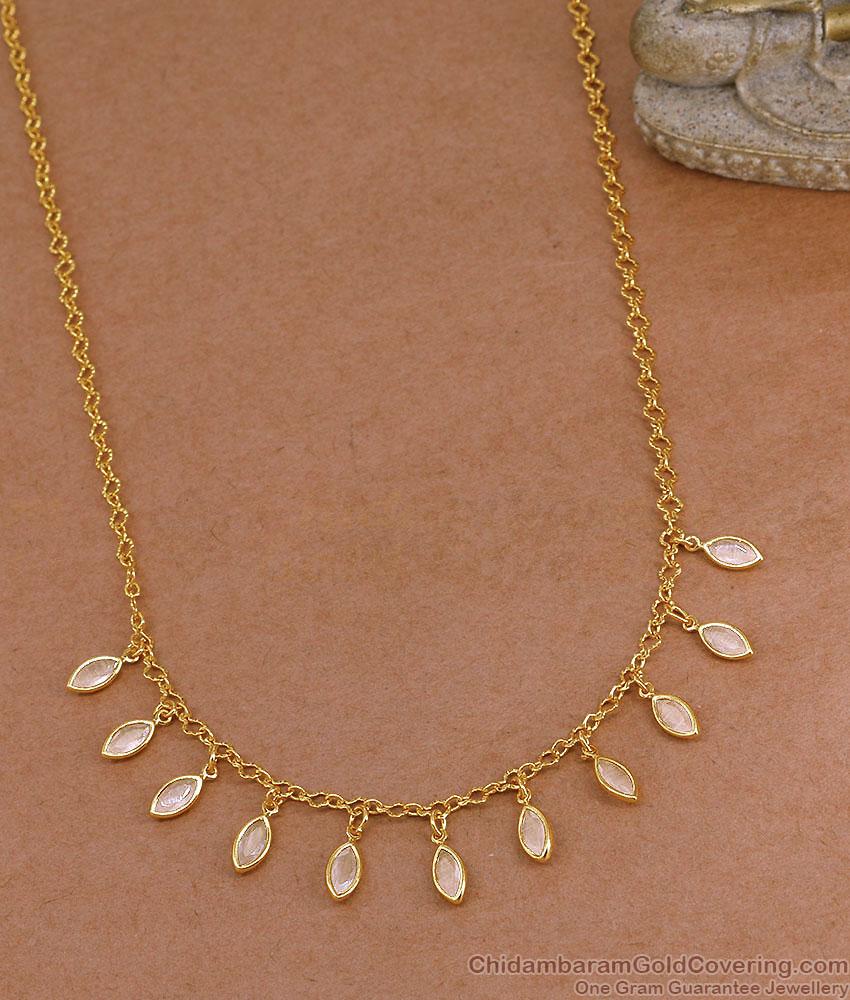 Micro Gold Plated Teardrop CZ Stone Charm Pendant Chain NCKN4601 Micro Gold Plated Teardrop CZ Stone Charm Pendant Chain NCKN4601