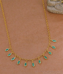 Trendy Gold Plated Green Stone Fringe Drop Necklace NCKN4602 Trendy Gold Plated Green Stone Fringe Drop Necklace NCKN4602