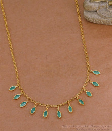 Trendy Gold Plated Green Stone Fringe Drop Necklace NCKN4602 Trendy Gold Plated Green Stone Fringe Drop Necklace NCKN4602