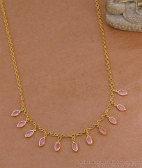 Micro Gold Plated Baby Pink Stone Drop Necklace NCKN4603 Micro Gold Plated Baby Pink Stone Drop Necklace NCKN4603