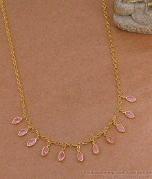 Micro Gold Plated Baby Pink Stone Drop Necklace NCKN4603 Micro Gold Plated Baby Pink Stone Drop Necklace NCKN4603
