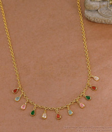 Multi Color Teardrop CZ Stone Fringe Drop Necklace For Women NCKN4604 Multi Color Teardrop CZ Stone Fringe Drop Necklace For Women NCKN4604