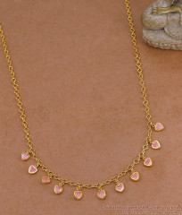Stylish Hanging Heart Charms Pink Stone Pendant Necklace NCKN4605 Stylish Hanging Heart Charms Pink Stone Pendant Necklace NCKN4605